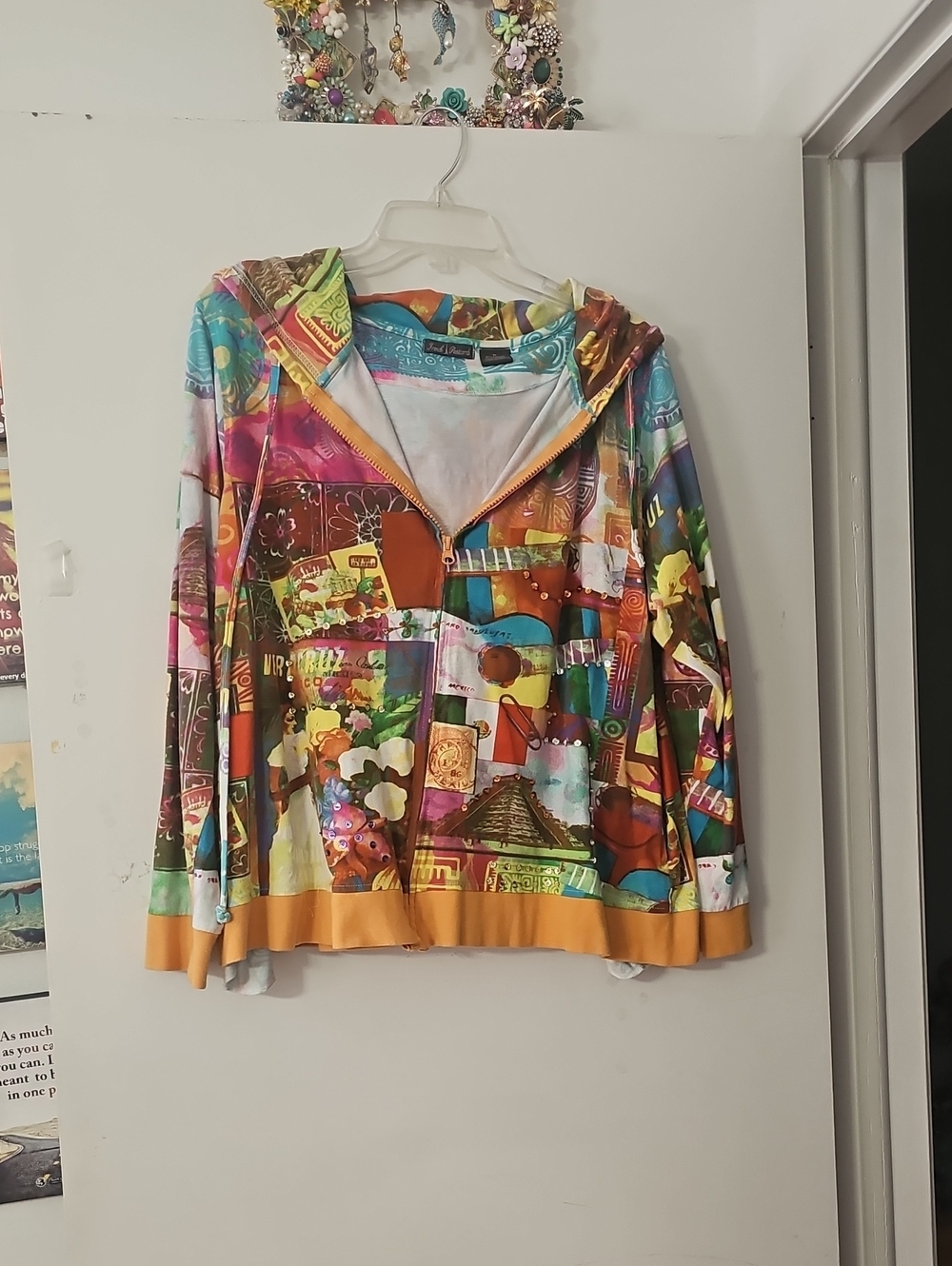 Multicolor Patchwork Zip-Up Hooded Sweatshirt